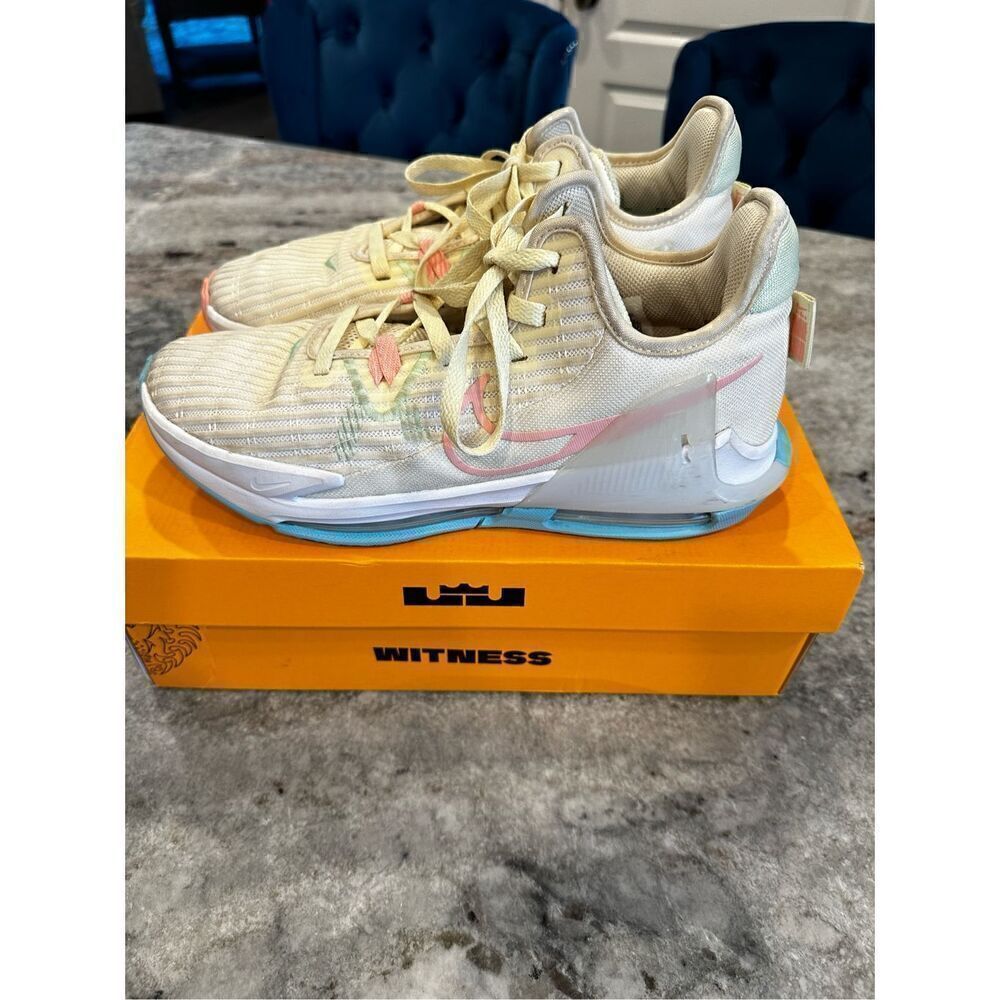 Lebron Witness VI 6 Coconut Milk/Polarized Blue Mens 9 Womens 11